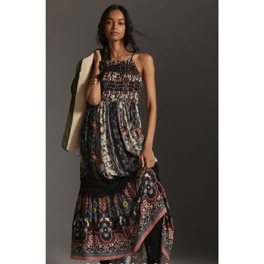 Anthropologie Bhanuni by Jyoti Tiered Dress Size 10 Petite Sleeveless Maxi